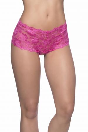 Crotchless Lace Boyshort - Small/ Medium - Pink