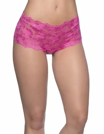 Crotchless Lace Boyshort - Small/ Medium - Pink