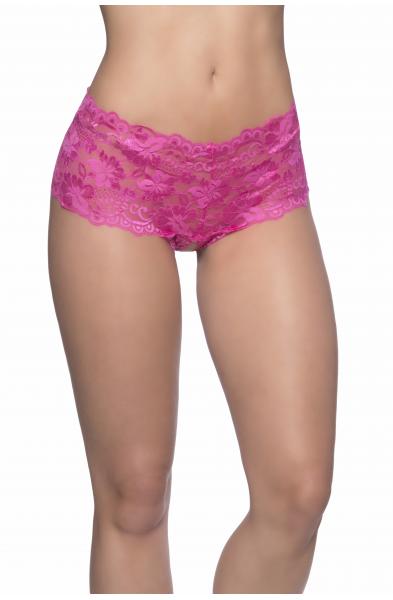 Crotchless Lace Boyshort - Small/ Medium - Pink