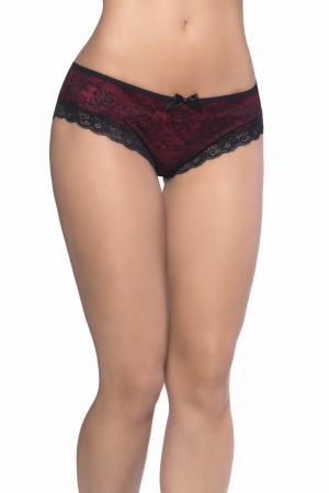 Cage Back Lace Panty - Small/ Medium - Black/red