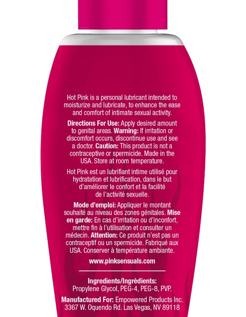 Hot Pink Warming Lubricant for Women - 2.8 Oz. 80 ml