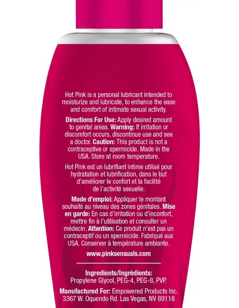 Hot Pink Warming Lubricant for Women - 2.8 Oz. 80 ml