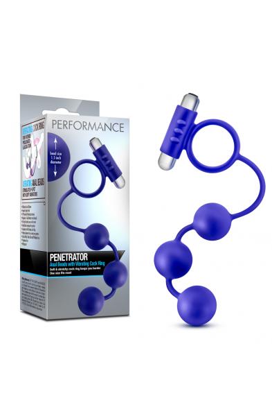 Performance - Penetrator - Anal Beads W/vibrating Cockring - Indigo