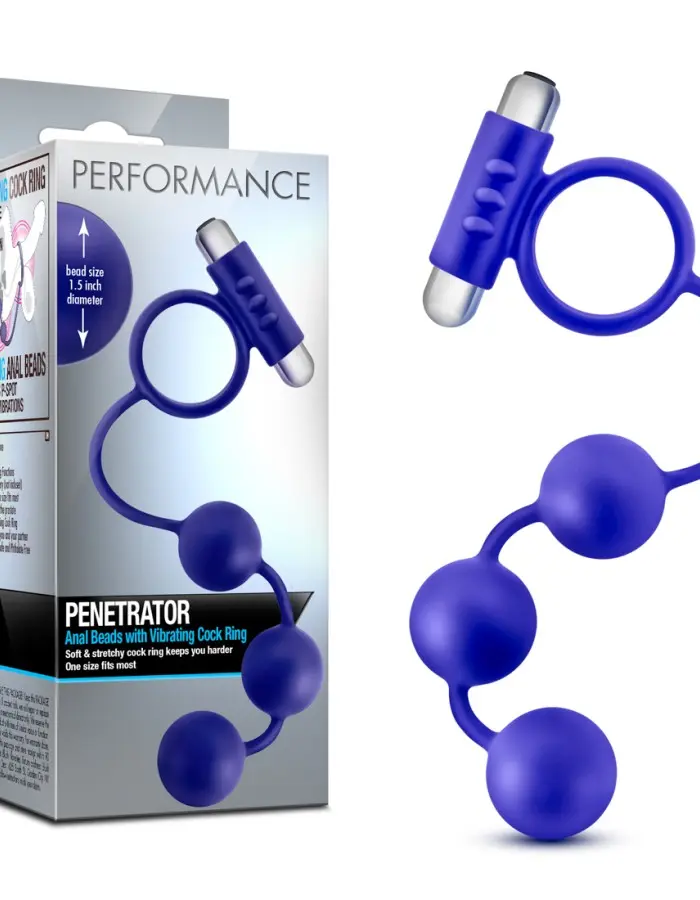 Performance - Penetrator - Anal Beads W/vibrating Cockring - Indigo