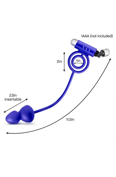 Performance Penetrator Anal Plug With Vibrating Cock Rings - Indigo