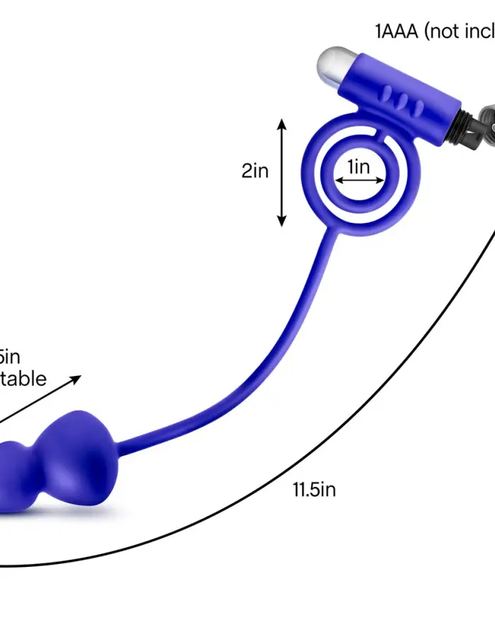 Performance Penetrator Anal Plug With Vibrating Cock Rings - Indigo