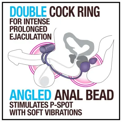 Performance Penetrator Anal Plug With Vibrating Cock Rings - Indigo
