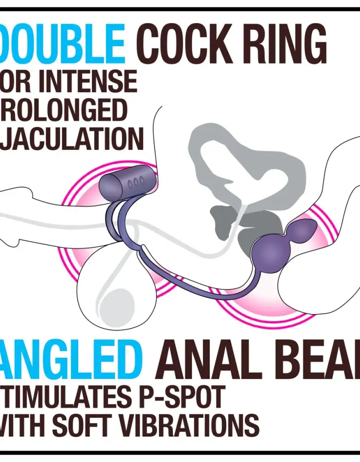 Performance Penetrator Anal Plug With Vibrating Cock Rings - Indigo