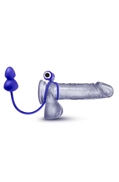 Performance Penetrator Anal Plug With Vibrating Cock Rings - Indigo