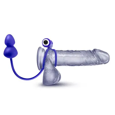Performance Penetrator Anal Plug With Vibrating Cock Rings - Indigo