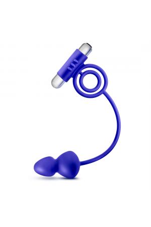 Performance Penetrator Anal Plug With Vibrating Cock Rings - Indigo