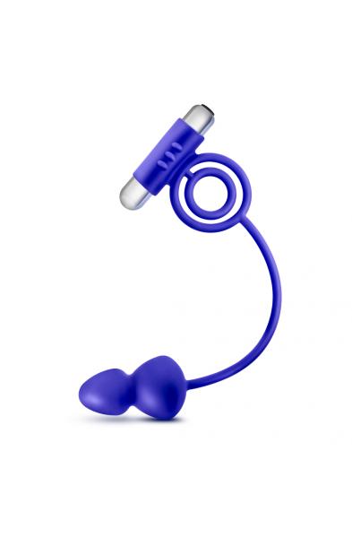 Performance Penetrator Anal Plug With Vibrating Cock Rings - Indigo