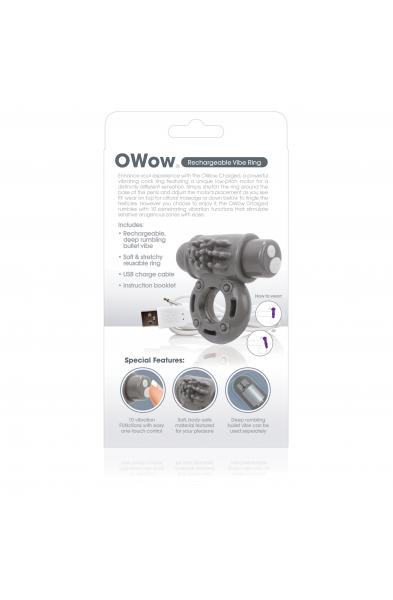 Charged Owow Rechargeable Vibe Ring - Grey