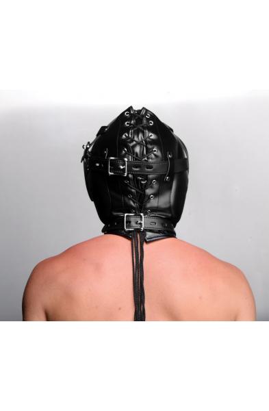 Sensory Deprivation Hood with Open Mouth Gag