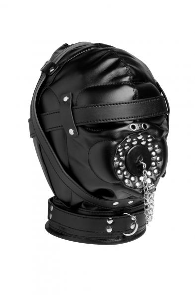 Sensory Deprivation Hood with Open Mouth Gag