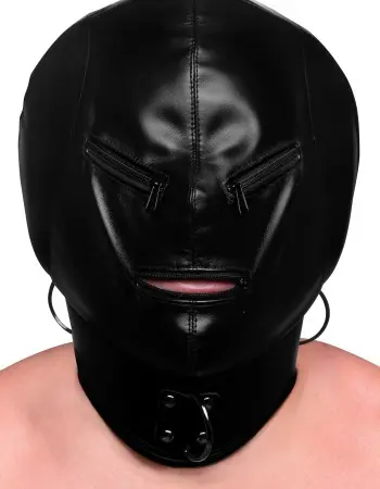 Bondage Hood with Posture Collar & Zippers