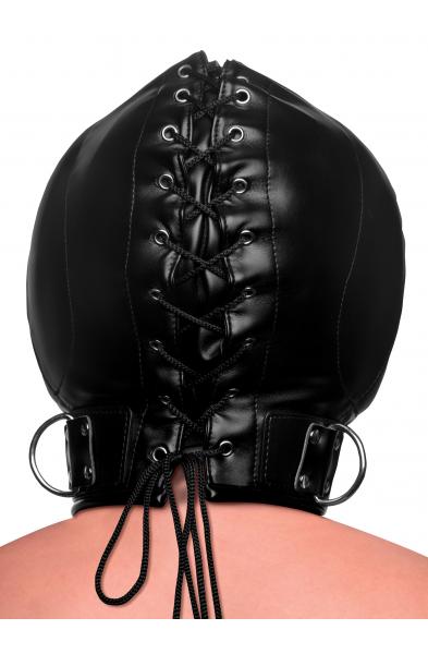 Bondage Hood with Posture Collar & Zippers