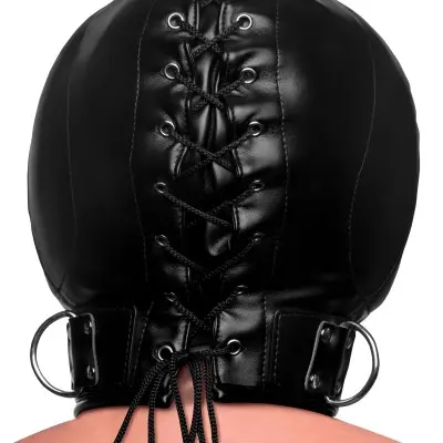 Bondage Hood with Posture Collar & Zippers
