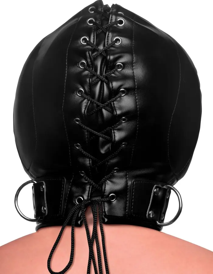 Bondage Hood with Posture Collar & Zippers