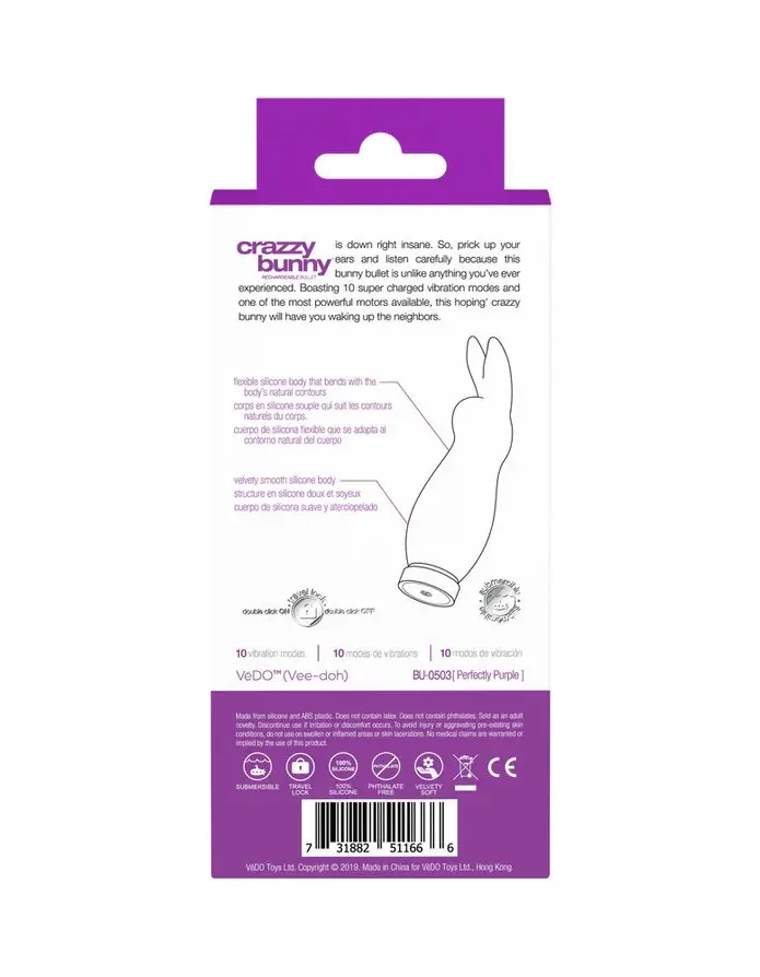 Crazzy Bunny Rechargeable Bullet - Perfectly Purple
