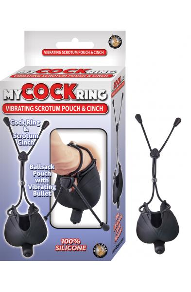 My Cock Ring Vibrating Scrotum Pouch & Cinch -  Black