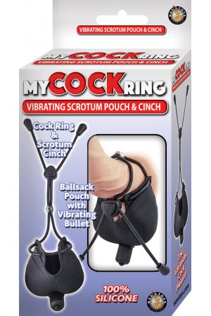 My Cock Ring Vibrating Scrotum Pouch & Cinch -  Black