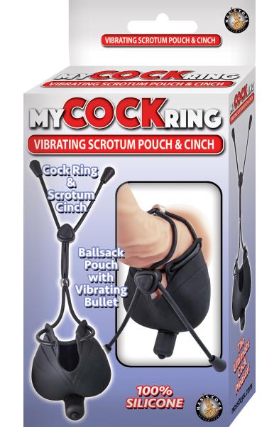 My Cock Ring Vibrating Scrotum Pouch & Cinch -  Black