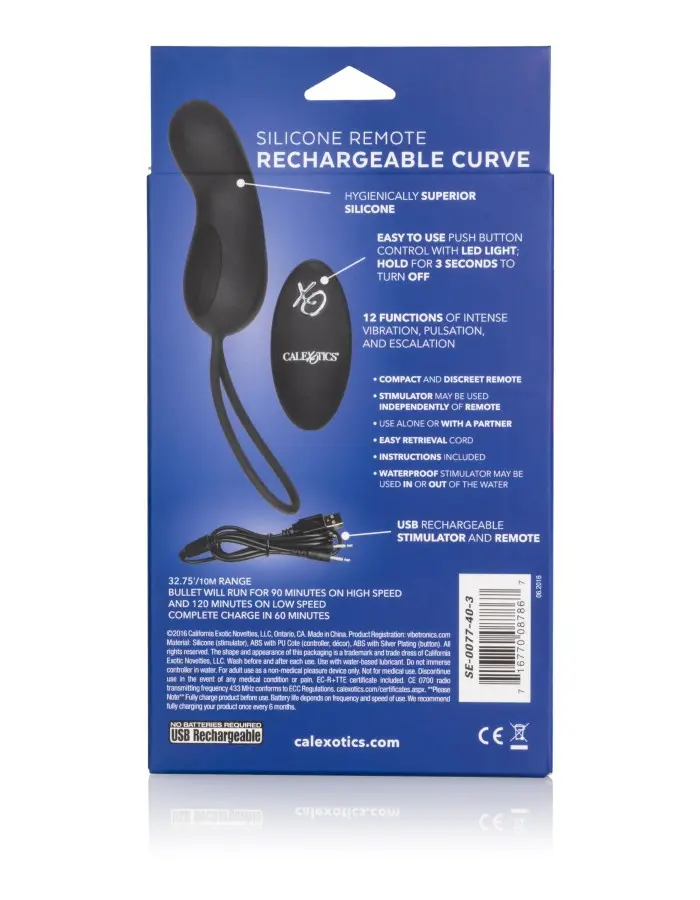 Silicone Remote Rechargeable Curve - Black