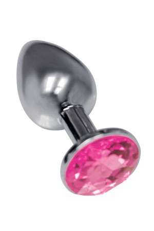 The 9's the Silver Starter Bejeweled Stainless  Steel Plug - Pink