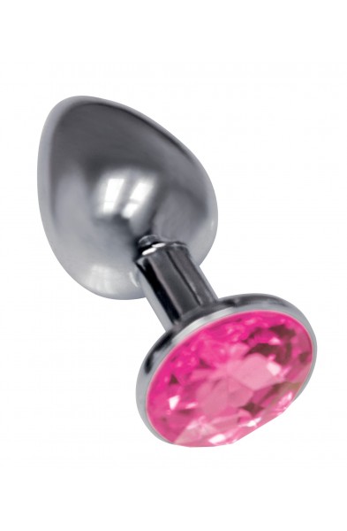 The 9's the Silver Starter Bejeweled Stainless  Steel Plug - Pink