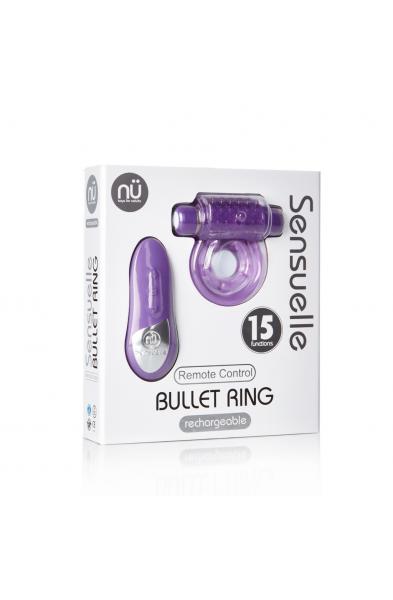 Sensuelle Remote Control 15 Function Rechargeable Bullet Ring - Purple