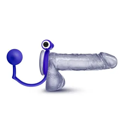 Performance Penetrator Anal Ball With Vibrating Cock Ring - Indigo