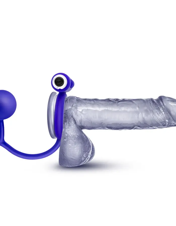Performance Penetrator Anal Ball With Vibrating Cock Ring - Indigo
