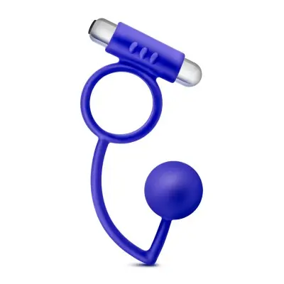 Performance Penetrator Anal Ball With Vibrating Cock Ring - Indigo