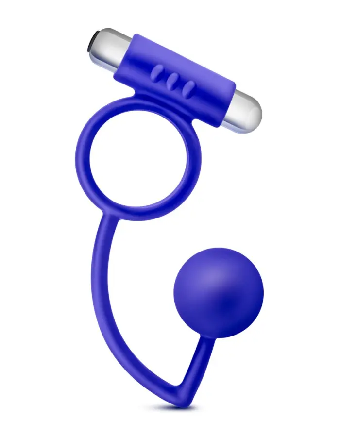 Performance Penetrator Anal Ball With Vibrating Cock Ring - Indigo