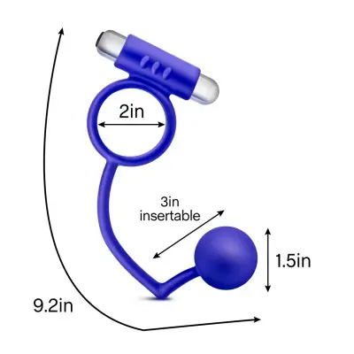 Performance Penetrator Anal Ball With Vibrating Cock Ring - Indigo