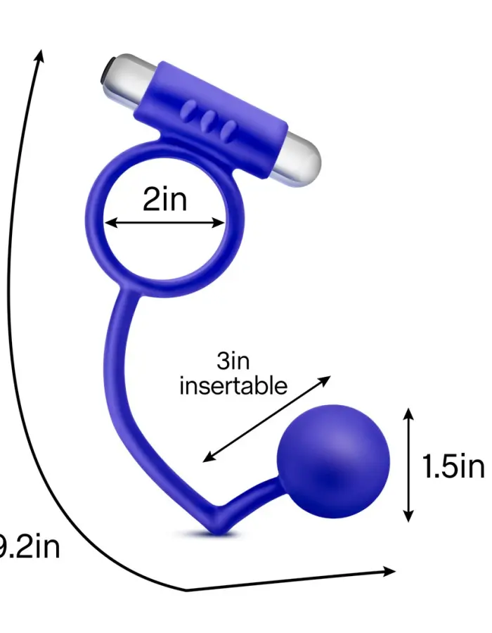 Performance Penetrator Anal Ball With Vibrating Cock Ring - Indigo