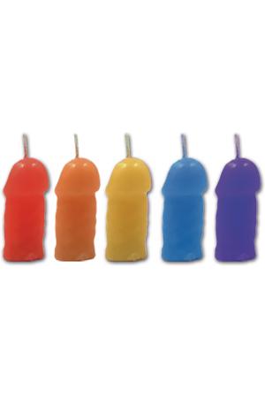 Rainbow Pecker Party Candles - 5 Pack