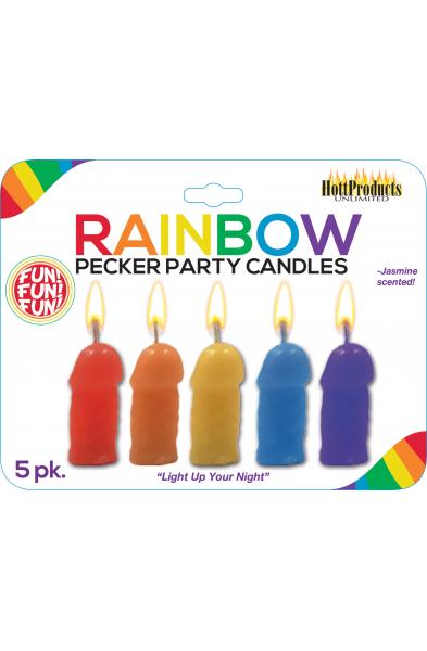 Rainbow Pecker Party Candles - 5 Pack