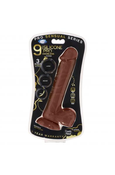 9 Inch Silicone Pro Odorless Dong - Brown