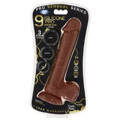 9 Inch Silicone Pro Odorless Dong - Brown