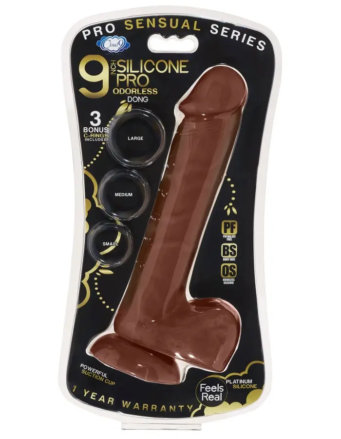9 Inch Silicone Pro Odorless Dong - Brown