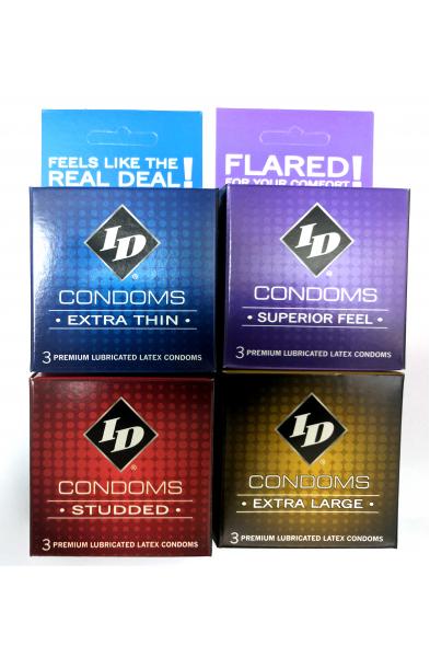 ID Condoms - Case of 72 - 3 Packs - Assorted Styles