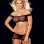 4 Pc. Fishnet Stretch Lace & Suspender Teddy -  One Size - Black