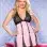 Stretch Lace & Net Babydoll - 1x2x - Pink/ Black