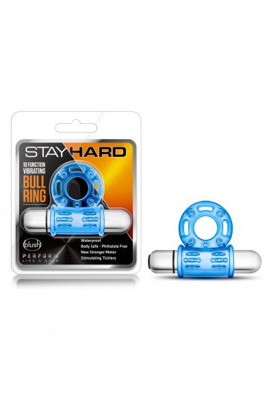 Stay Hard 10 Function Vibrating Bull Ring - Blue