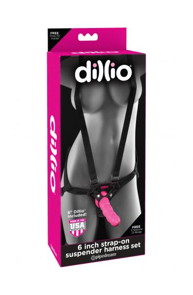 Dillio Pink - 6 Inch Strap-on Suspender Harness  Set