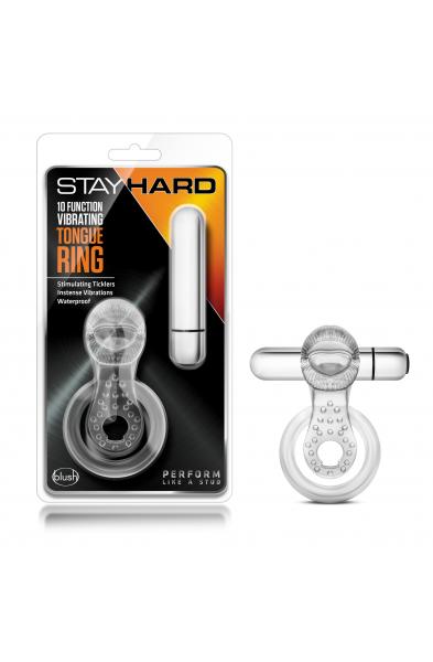 Stay Hard - 10 Function Vibrating Tongue Ring - Clear