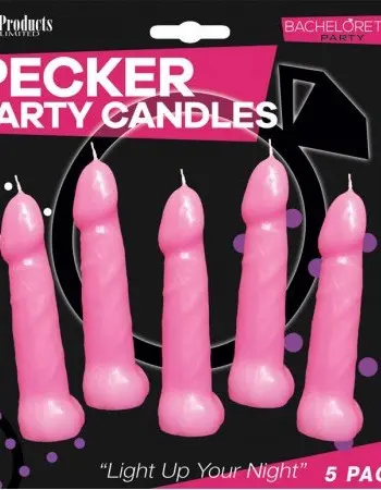 Bachelorette Pecker Party Pink Candles 5pk
