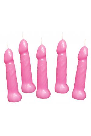 Bachelorette Pecker Party Pink Candles 5pk